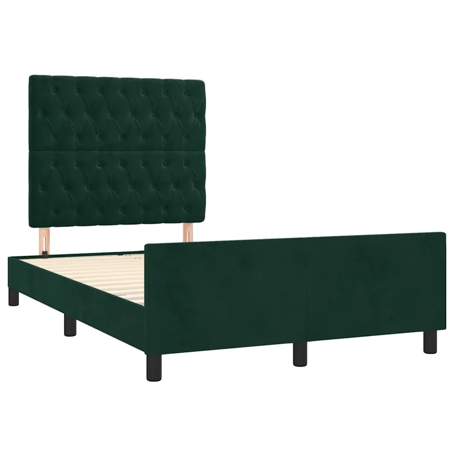 Cadre de lit sans matelas vert foncé 120x190 cm velours - 3