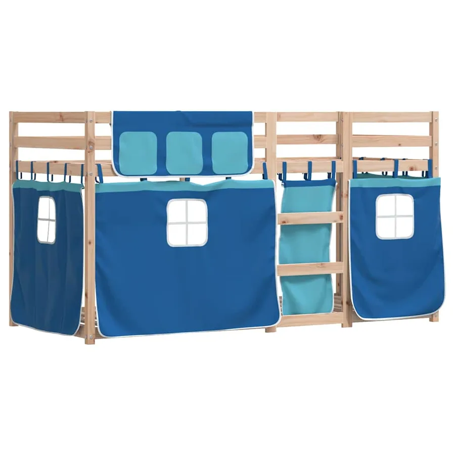Lit superposé sans matelas bleu 80x200 cm bois de pin massif - 3