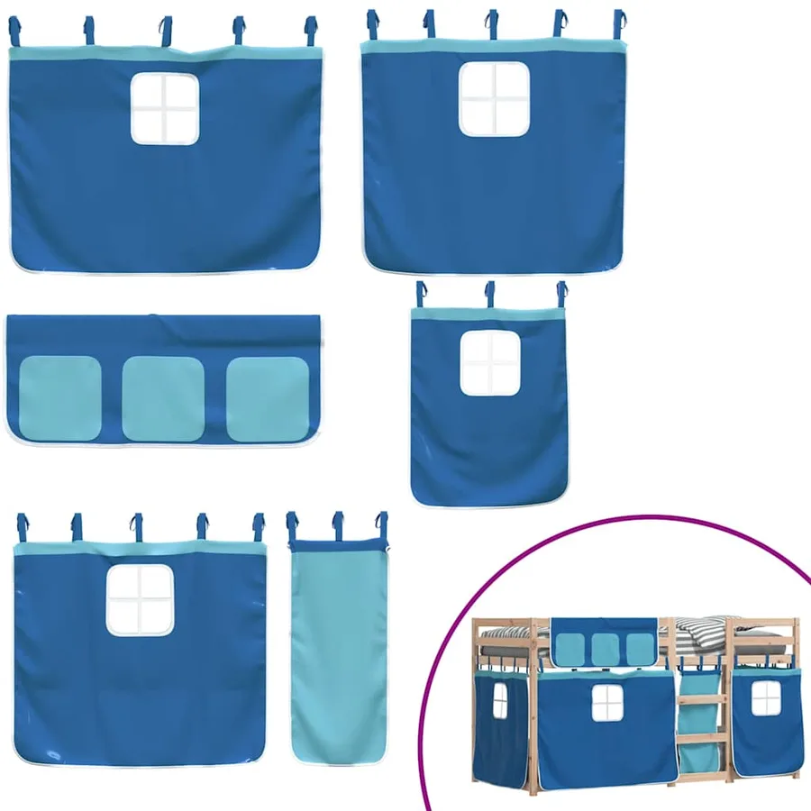 Lit superposé sans matelas bleu 80x200 cm bois de pin massif - 9