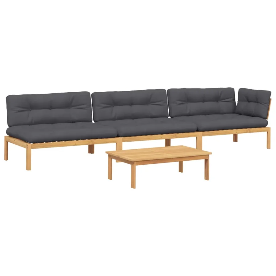 Salon palette de jardin avec coussins 4pcs bois d'acacia massif - 2