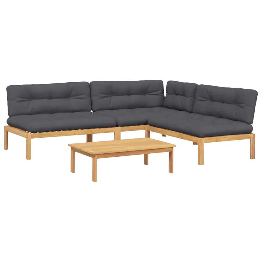 Salon palette de jardin avec coussins 4pcs bois d'acacia massif - 2