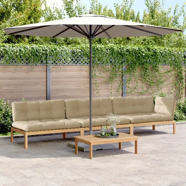 Salon palette de jardin avec coussins 4pcs bois d'acacia massif