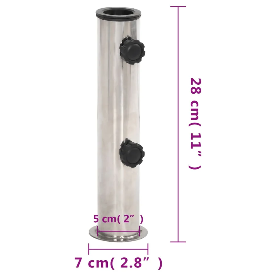 Base de parasol pour mât Ø38/48 mm argenté inox - 5