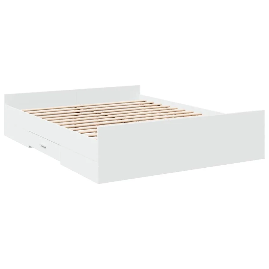 Cadre de lit avec tiroirs sans matelas blanc 150x200 cm - 3