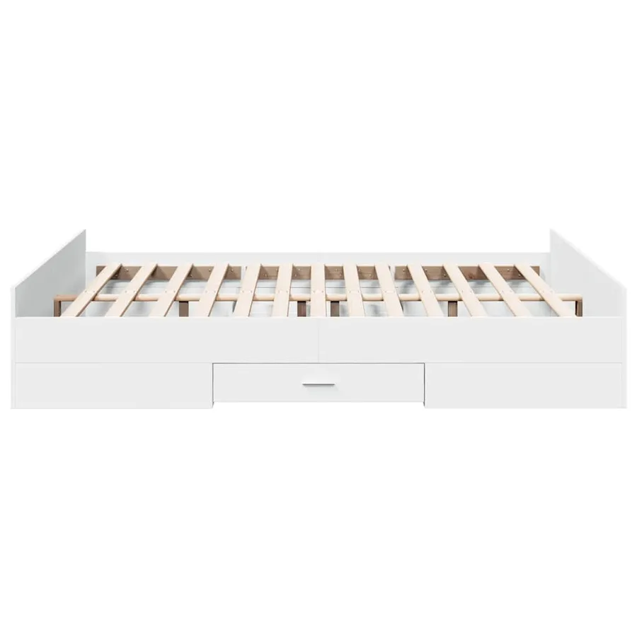 Cadre de lit avec tiroirs sans matelas blanc 150x200 cm - 5