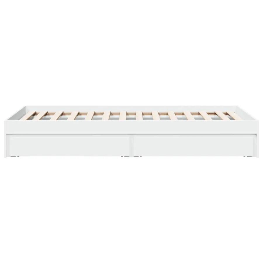 Cadre de lit avec tiroirs sans matelas blanc 100x200 cm - 5