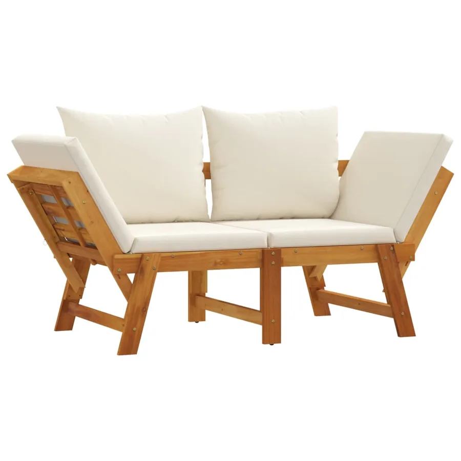 Banc de jardin avec coussins 2 en 1 bois d'acacia massif - 3