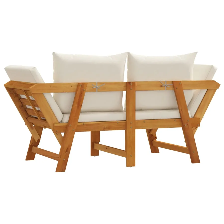 Banc de jardin avec coussins 2 en 1 bois d'acacia massif - 7