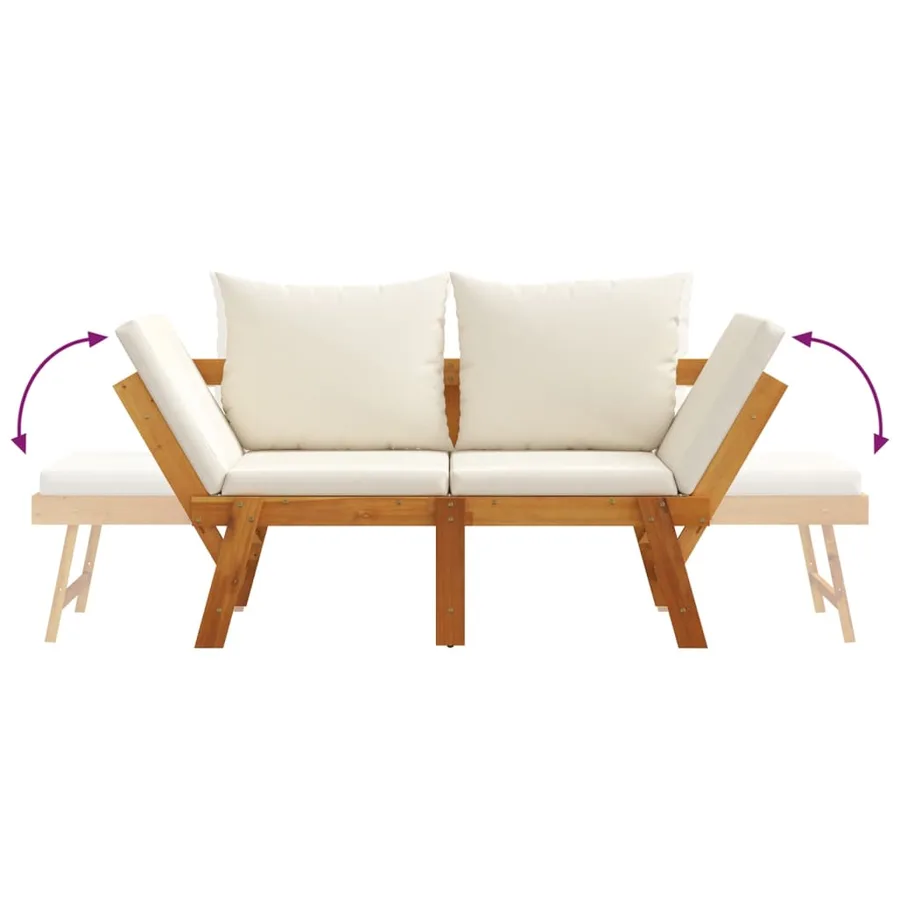 Banc de jardin avec coussins 2 en 1 bois d'acacia massif - 8