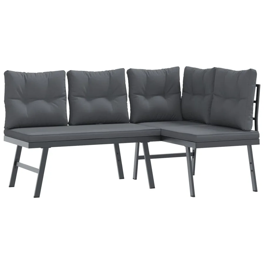 Bancs de jardin avec coussins lot de 2 acier enduit de poudre - 2