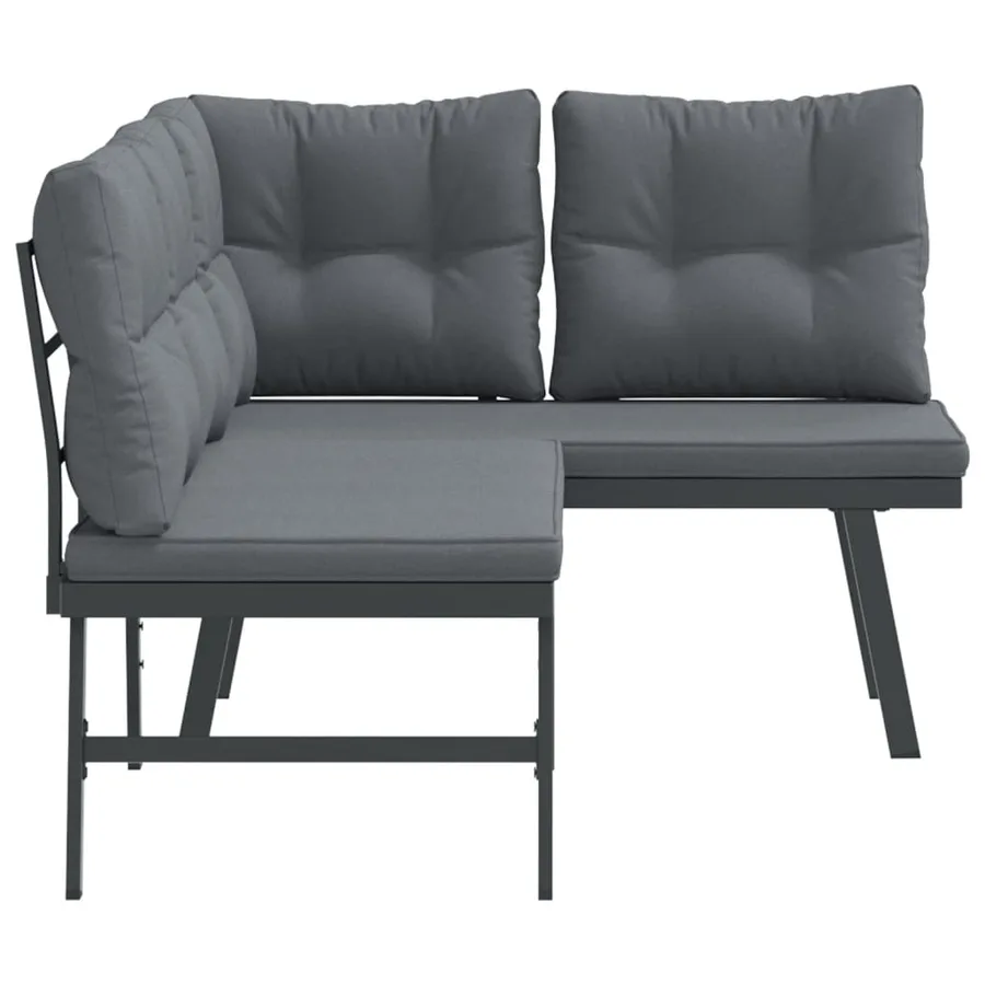 Bancs de jardin avec coussins lot de 2 acier enduit de poudre - 4