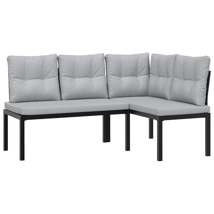 Bancs de jardin avec coussins lot de 2 acier enduit de poudre - 2