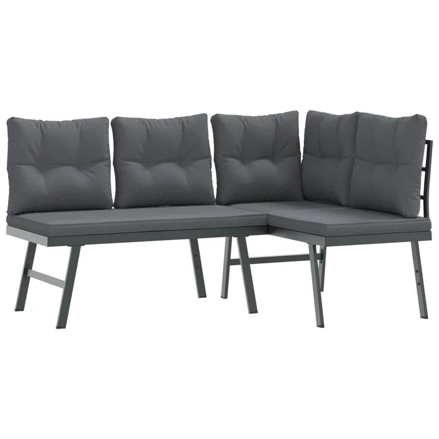 Bancs de jardin avec coussins lot de 4 acier enduit de poudre - 3