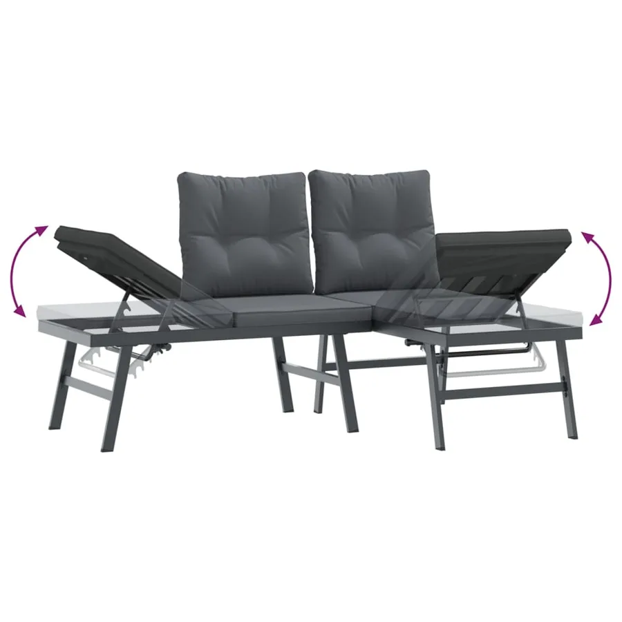 Bancs de jardin avec coussins lot de 4 acier enduit de poudre - 6