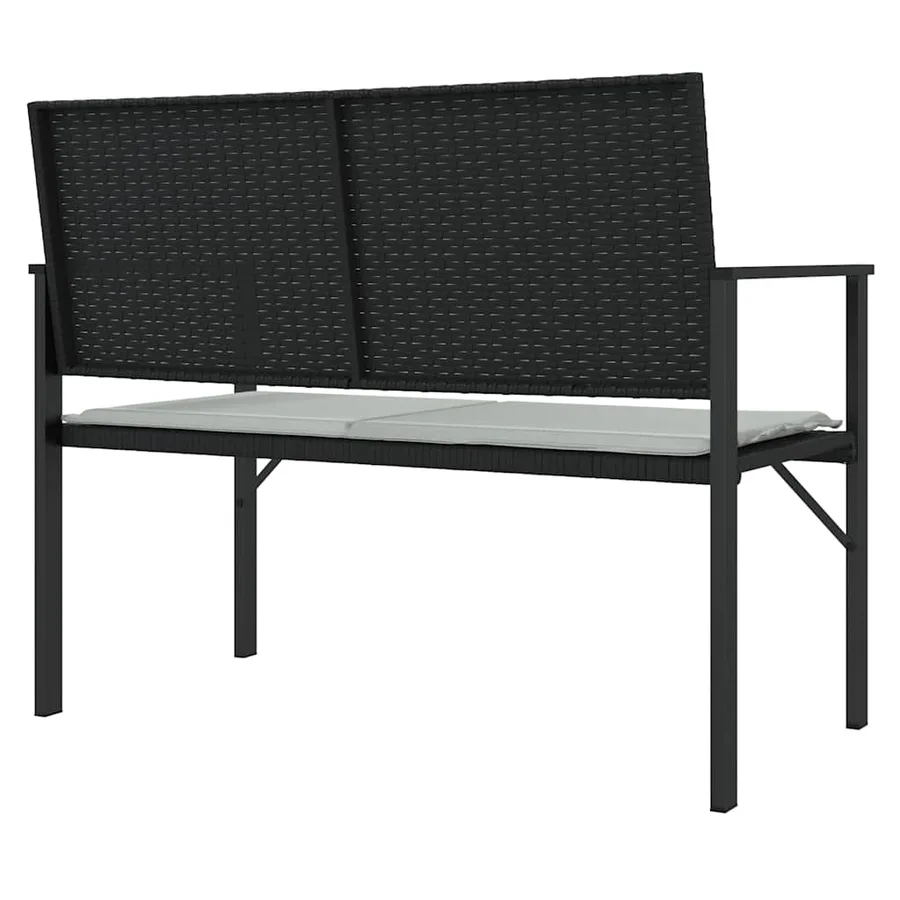 Banc de jardin à 2 places avec coussin noir résine tressée - 5