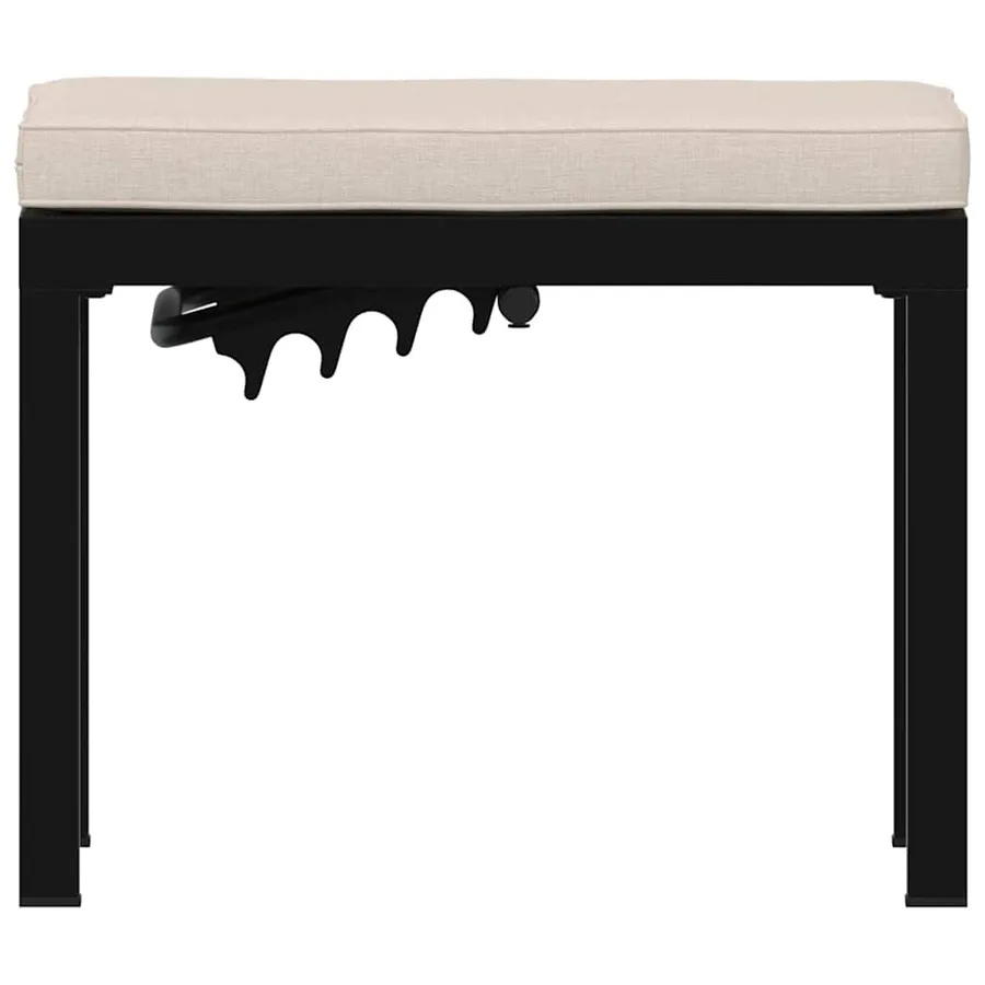 Tabouret de jardin avec coussin noir acier enduit de poudre - 3