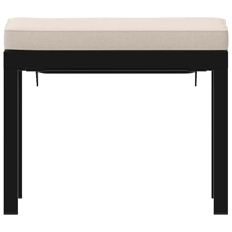 Tabouret de jardin avec coussin noir acier enduit de poudre - 4