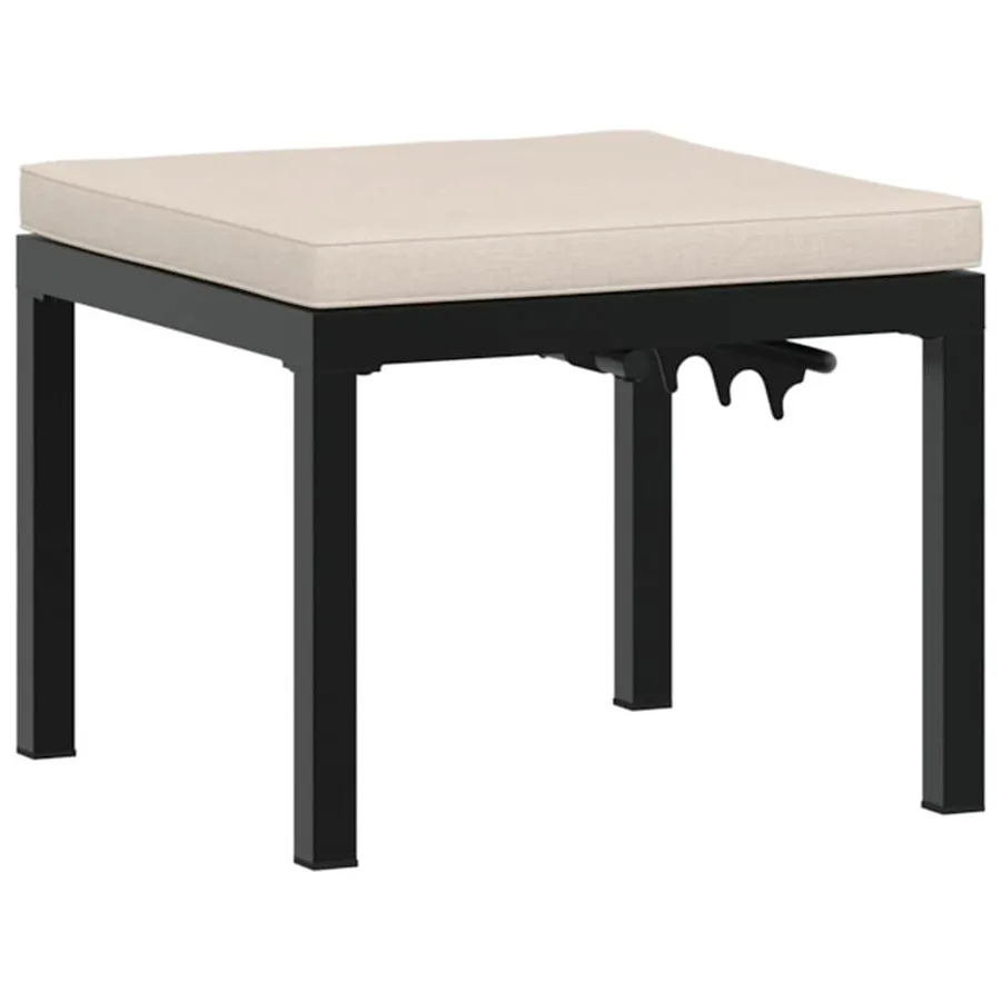 Tabouret de jardin avec coussin noir acier enduit de poudre - 5