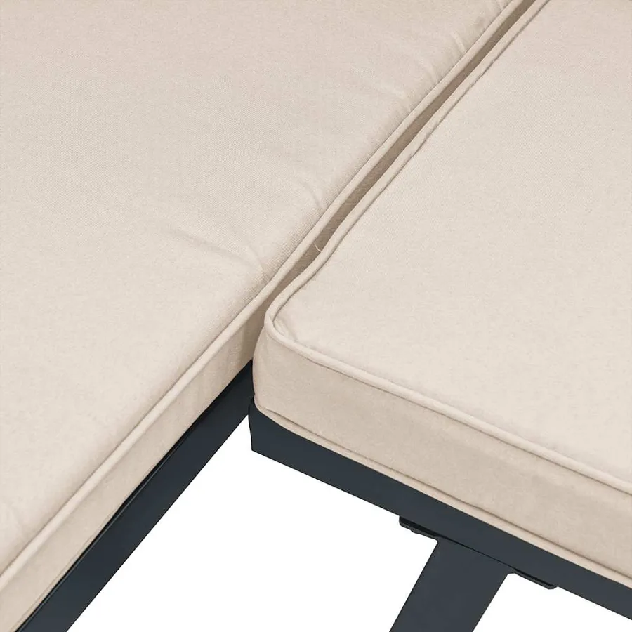 Tabouret de jardin avec coussin noir acier enduit de poudre - 7
