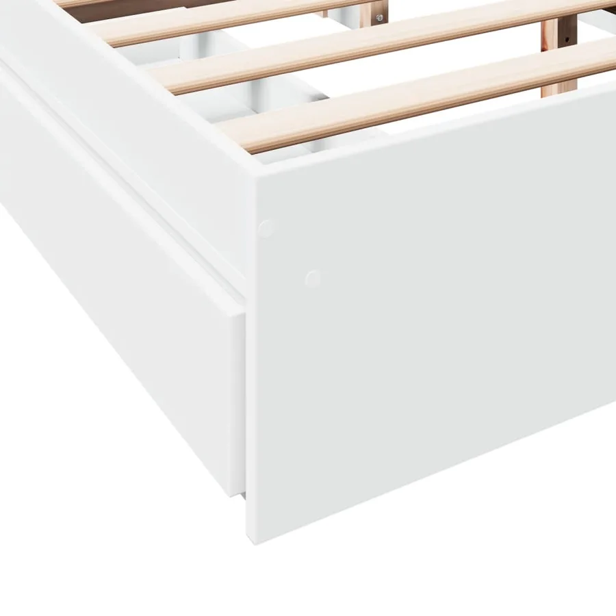 Cadre de lit avec tiroirs sans matelas blanc 150x200 cm - 8