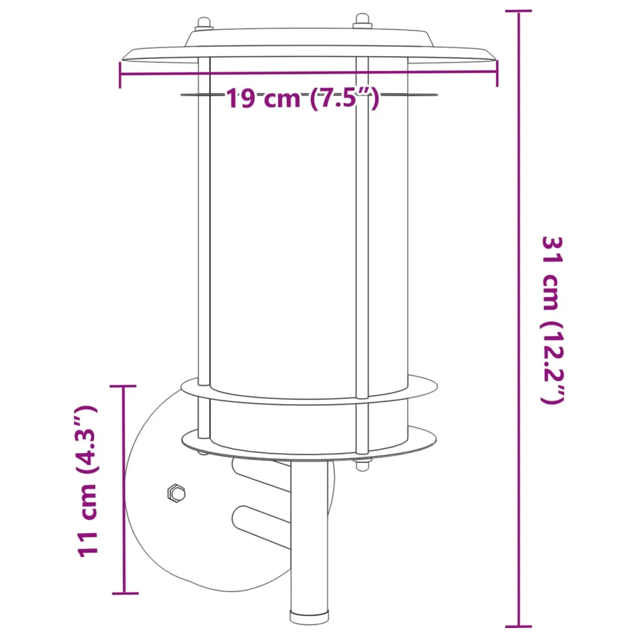 Applique murale d'extérieur argenté acier inoxydable - 7