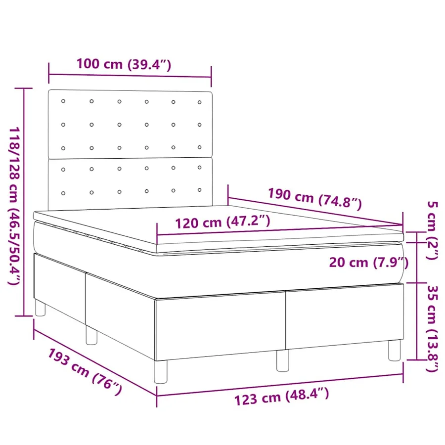 Sommier à lattes de lit et matelas gris clair 120x190 cm tissu - 8