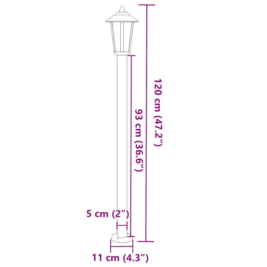 Lampadaire d'extérieur argenté 120 cm acier inoxydable - 7
