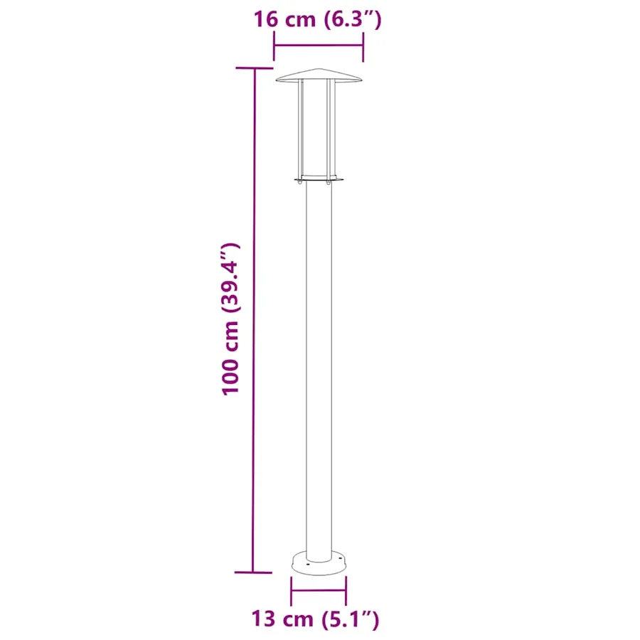 Lampadaire d'extérieur noir 100 cm acier inoxydable - 7