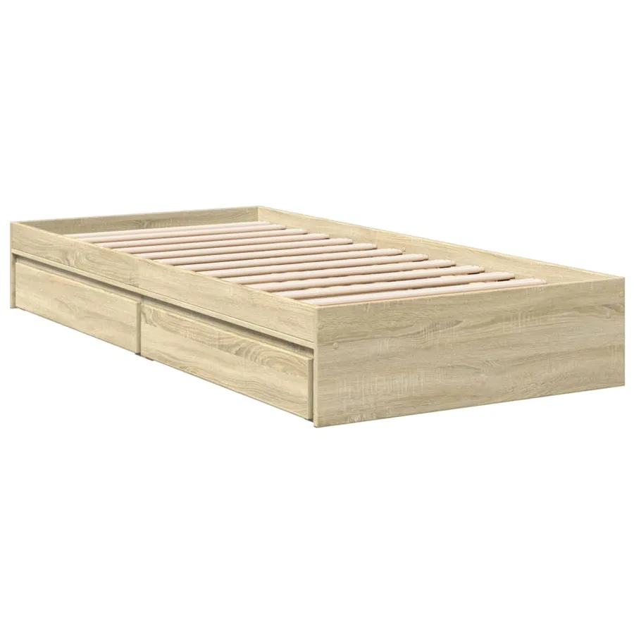 Cadre de lit avec tiroirs sans matelas chêne sonoma 100x200 cm - 3