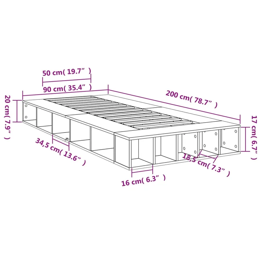 Cadre de lit sans matelas chêne marron 90x200 cm - 10