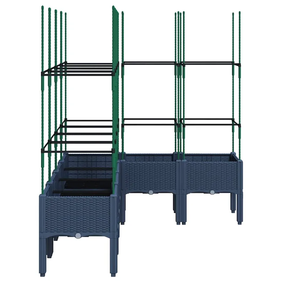 Jardinière avec treillis bleu gris 160x120x142,5 cm PP - 4