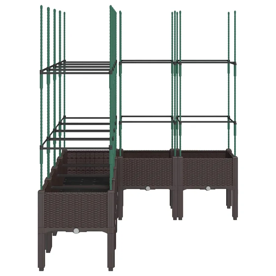 Jardinière avec treillis marron 160x120x142,5 cm PP - 4