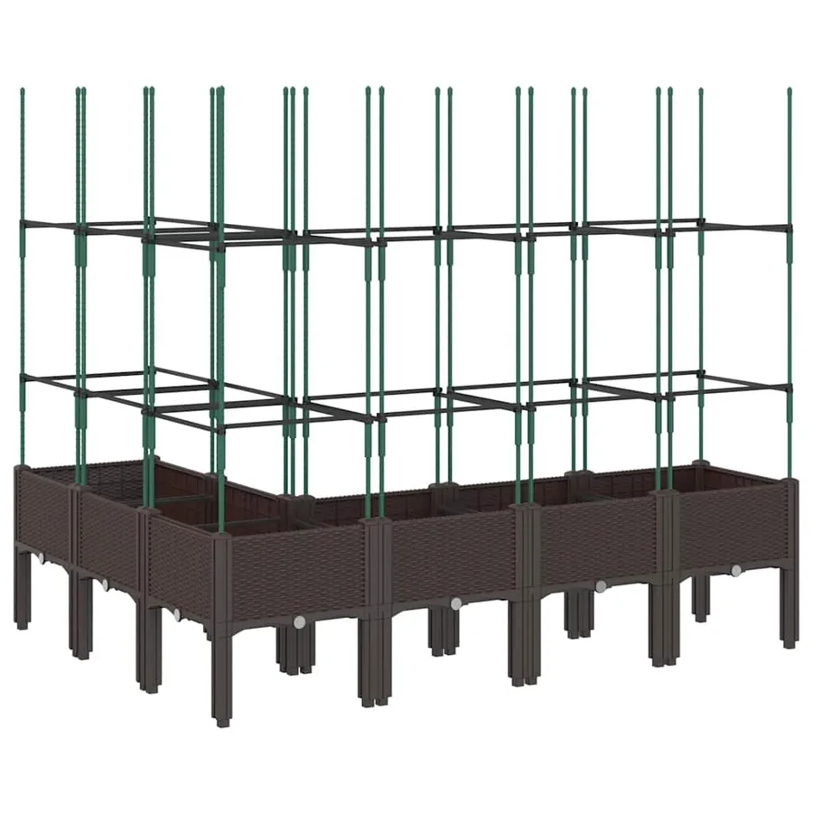 Jardinière avec treillis marron 160x120x142,5 cm PP - 5