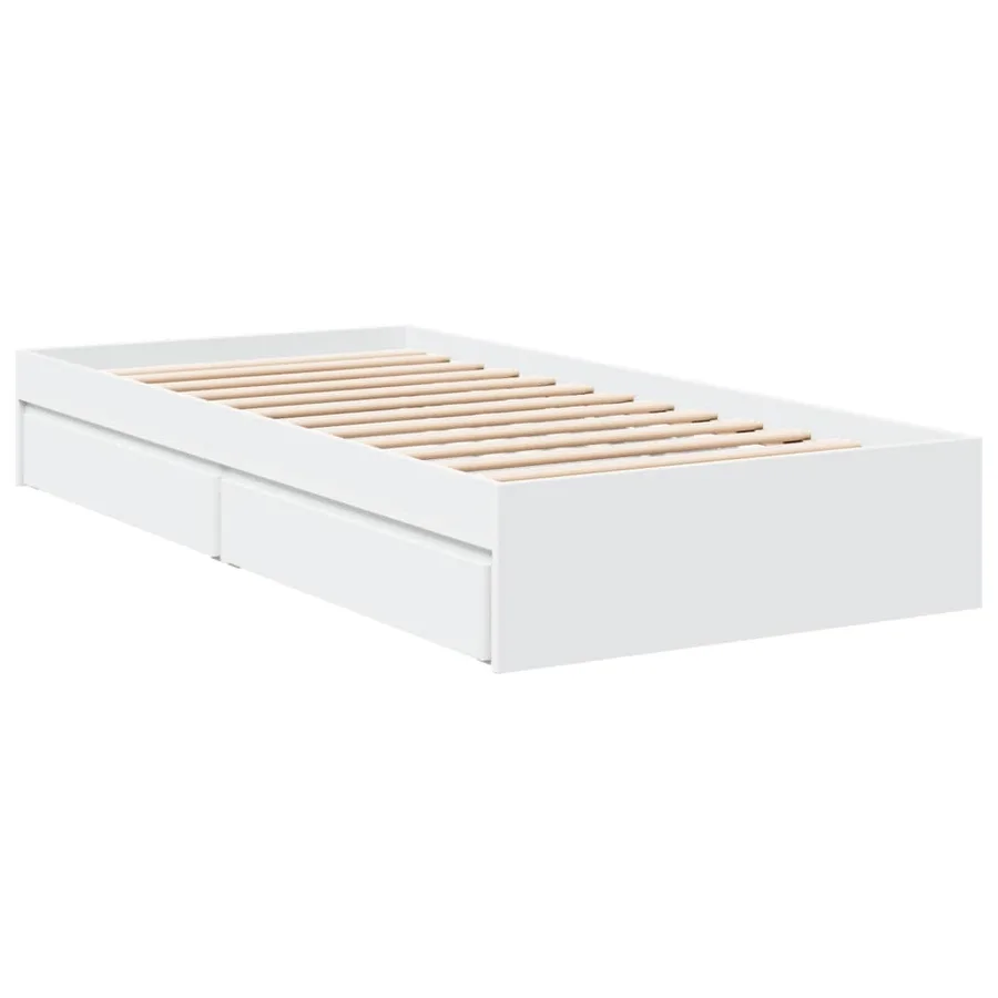 Cadre de lit avec tiroirs sans matelas blanc 90x200 cm - 3