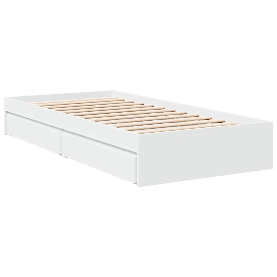 Cadre de lit avec tiroirs sans matelas blanc 90x200 cm - 6