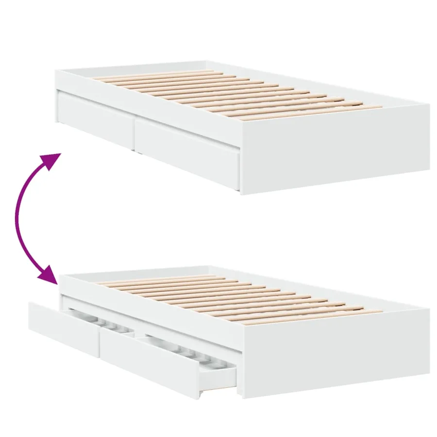 Cadre de lit avec tiroirs sans matelas blanc 90x200 cm - 7
