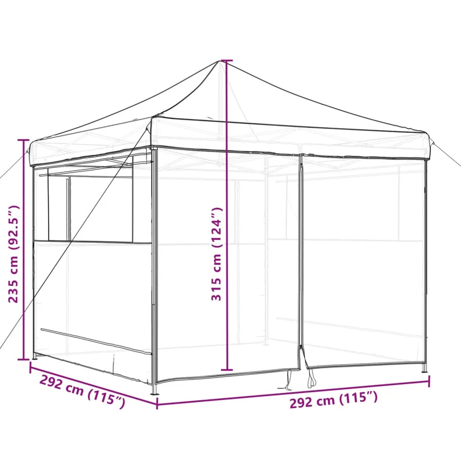 Tente de réception pliable escamotable avec 4 parois latérales - 10