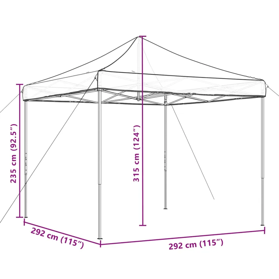 Tente de réception pliable escamotable marron 292x292x315 cm - 9