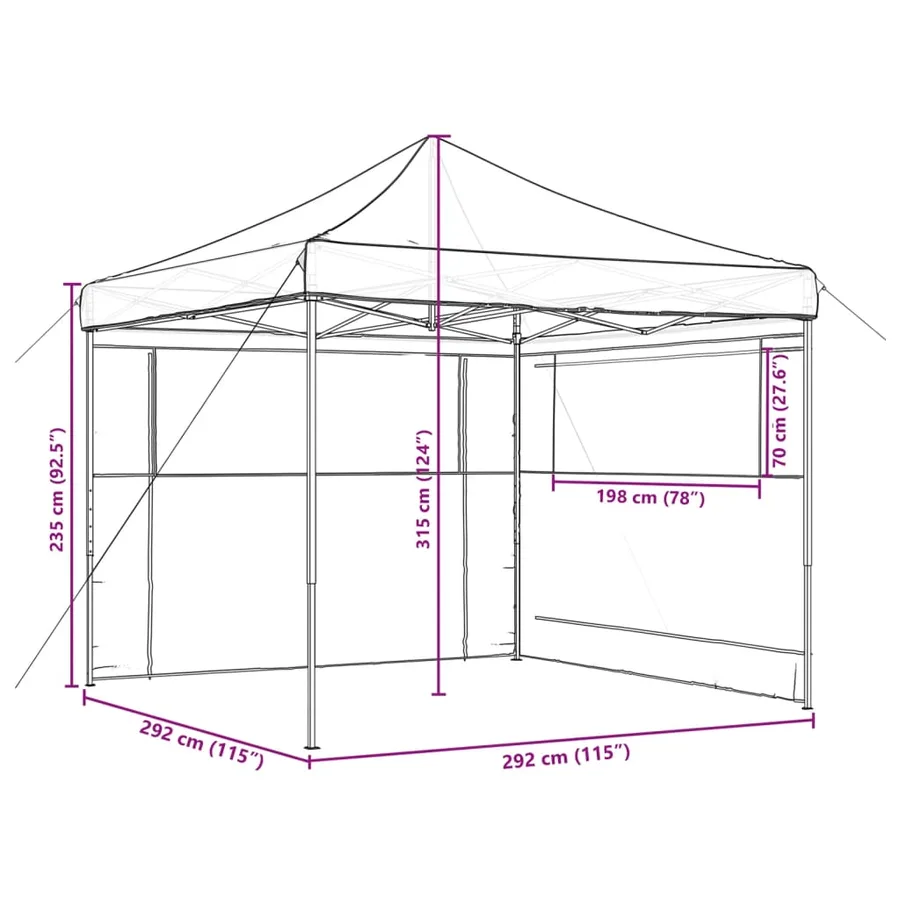 Tente de réception pliable escamotable avec 2 parois latérales - 9