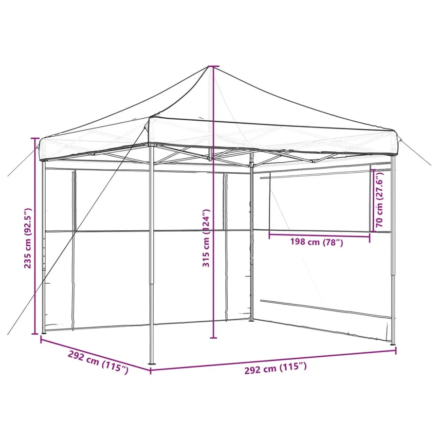 Tente de réception pliable escamotable avec 2 parois latérales - 9
