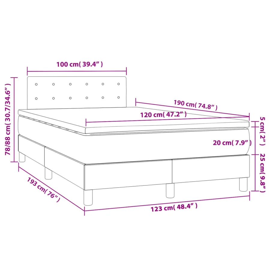Sommier à lattes de lit avec matelas gris foncé 120x190cm tissu - 9