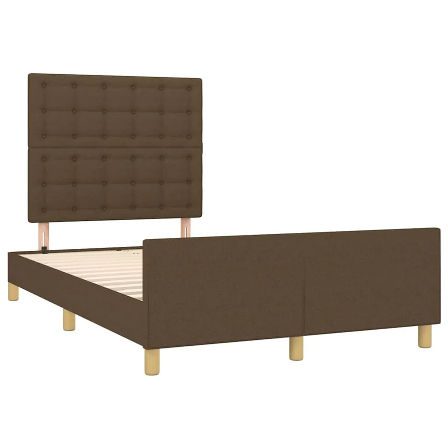Cadre de lit sans matelas marron foncé 120x190 cm tissu - 3