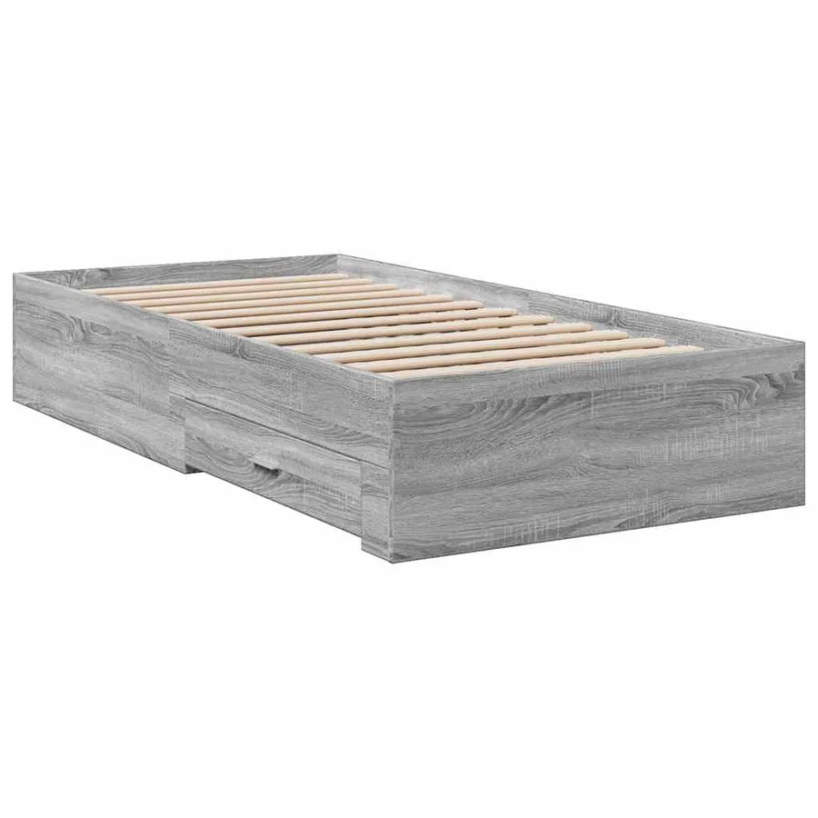 Cadre de lit avec tiroirs sans matelas sonoma gris 75x190 cm - 3