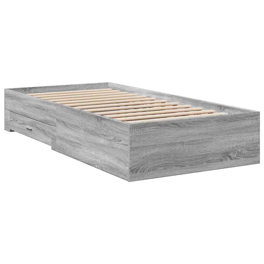 Cadre de lit avec tiroirs sans matelas sonoma gris 75x190 cm - 6