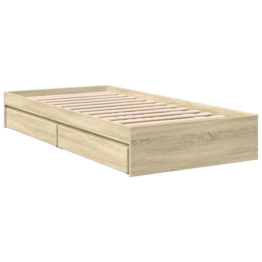 Cadre de lit avec tiroirs sans matelas chêne sonoma 90x190 cm - 6