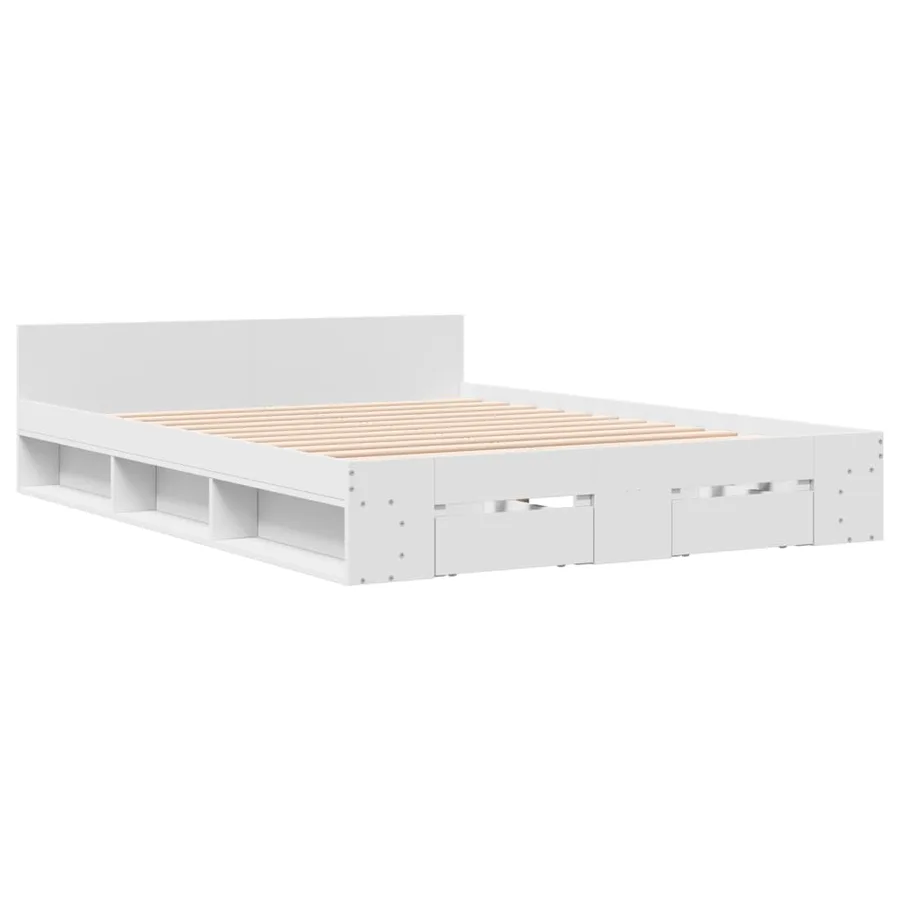 Cadre de lit avec tiroirs sans matelas blanc 140x200 cm - 3