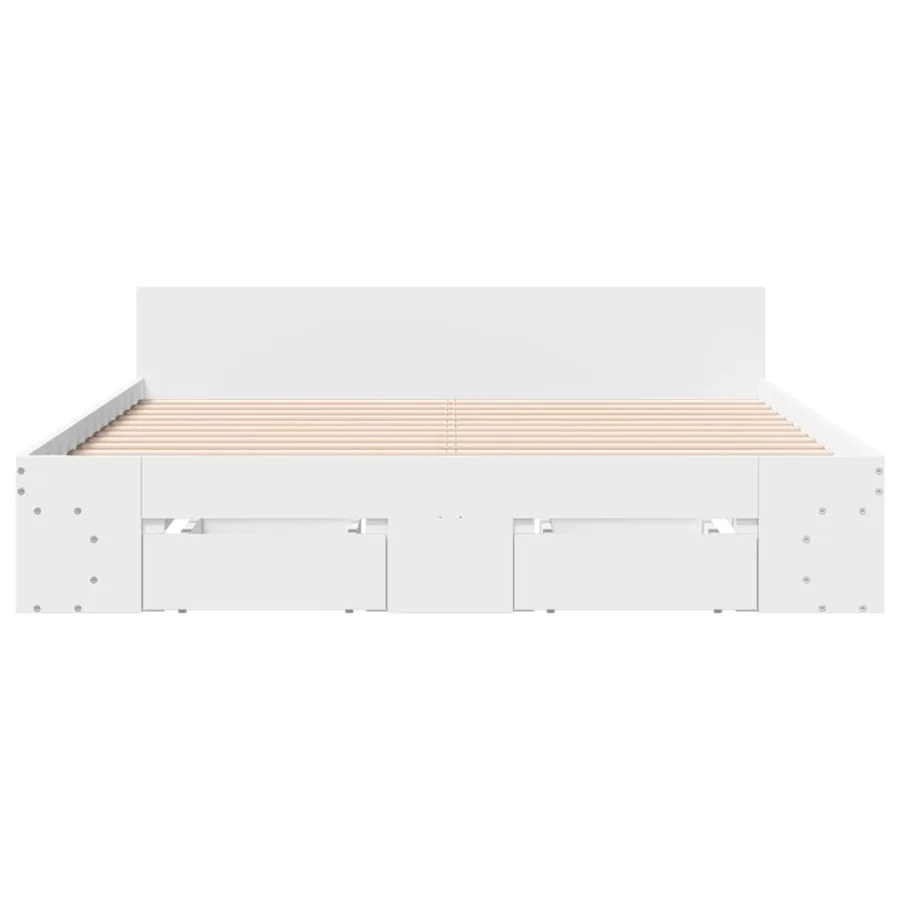 Cadre de lit avec tiroirs sans matelas blanc 140x200 cm - 4