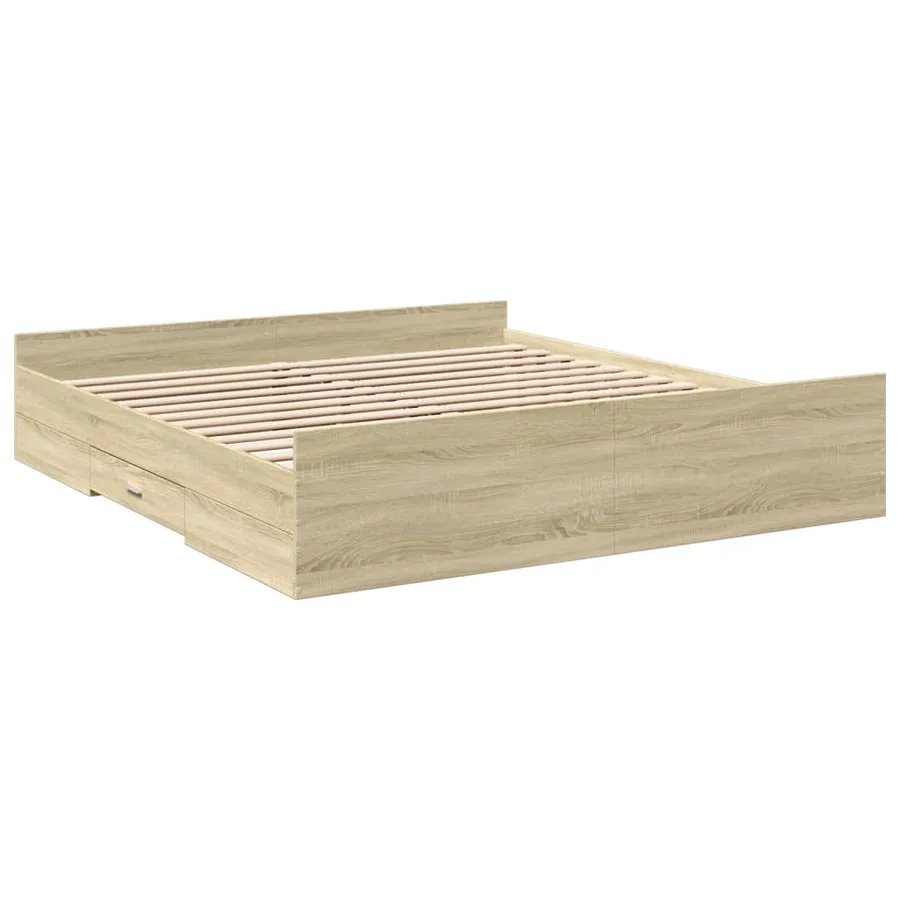 Cadre de lit avec tiroirs sans matelas chêne sonoma 200x200 cm - 3