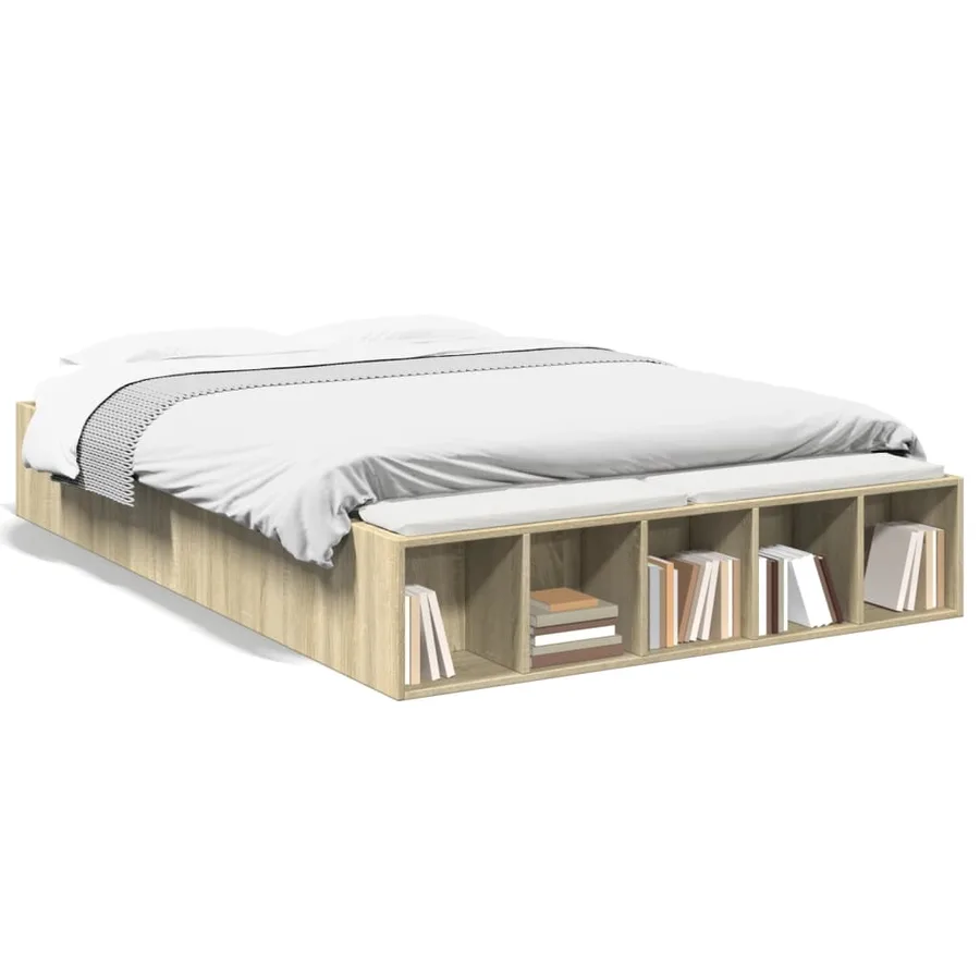 Cadre de lit sans matelas chêne sonoma 135x190 cm - 2