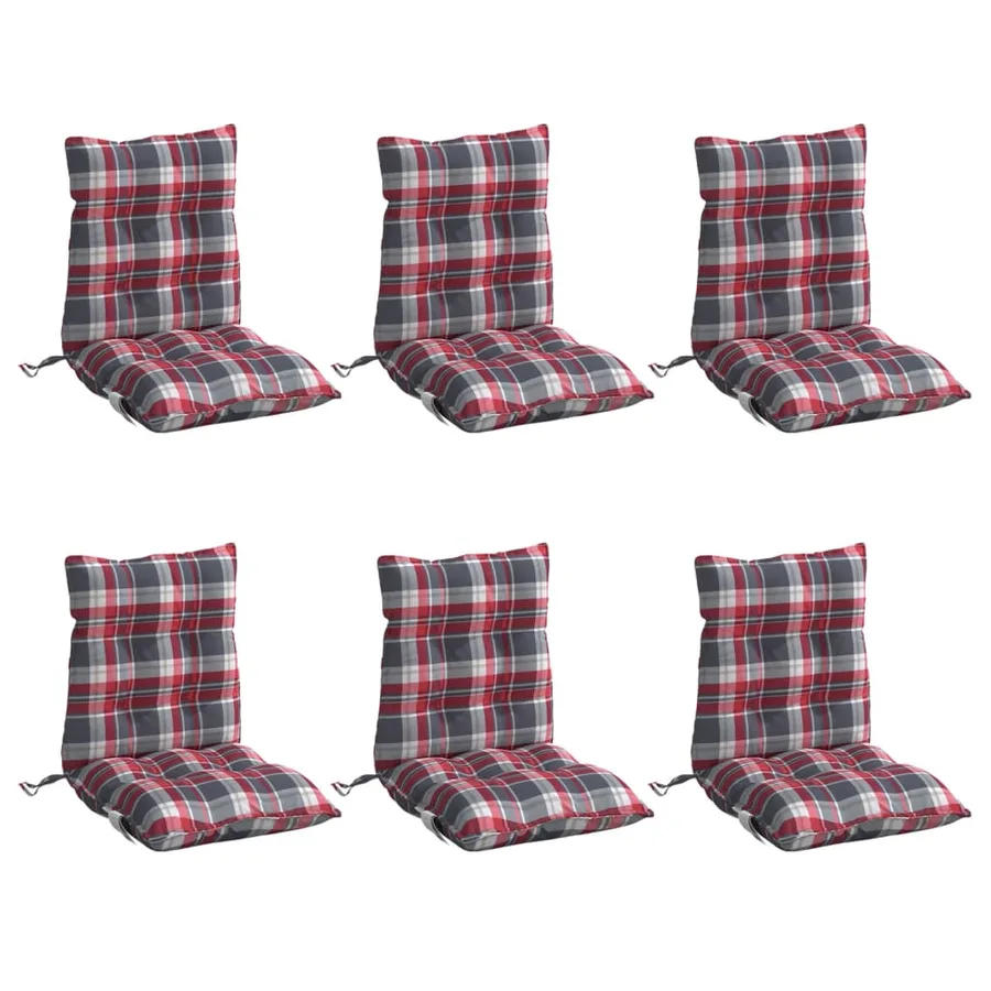 Coussins de chaise à dossier bas lot de 6 motif carreaux rouge - 3